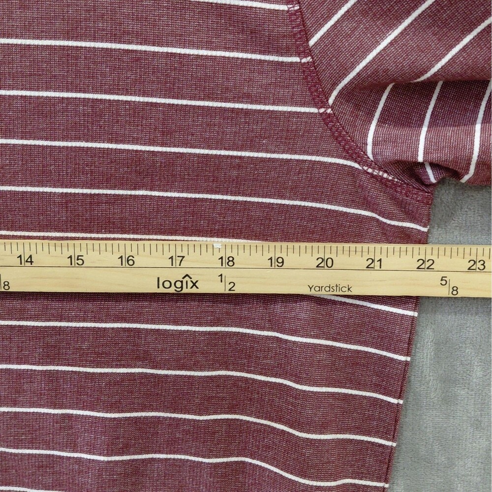 pRana Keller Long Sleeve Striped Shirt Men's Large Organic Cotton Blend Maroon - Picture 6 of 7